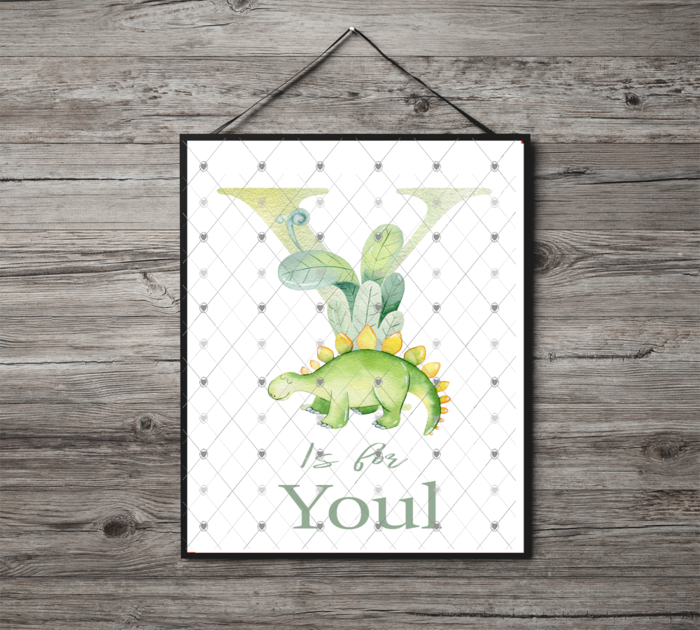 Dinosaur Initial Name Print, Letter Y Custom Print, Letter Y - Click Image to Close